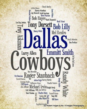 Dallas Cowboys - Greatest Football Players - 8x10 Word Cloud Art Print ...