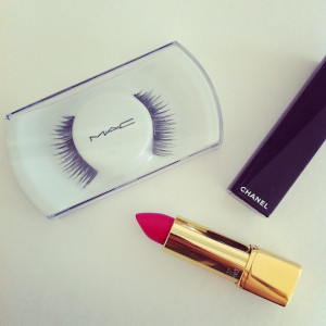 MAC eyelashes and chanel lipstick