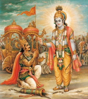 Picture of Arjuna and Krishna from Bhagavad Gita Quotes