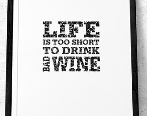 Wine print Wine poster Wine quote print Quote poster Kitchen art Retro ...