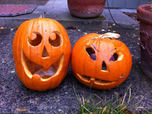 Pumpkins carved by my two youngest boys