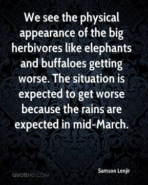 We see the physical appearance of the big herbivores like elephants ...