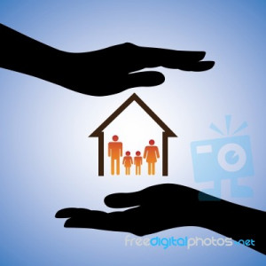 Silhouette Hand Holding Family Sign Stock Image