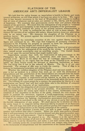 American Anti Imperialist League 1899 Summary