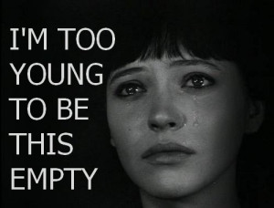 crying, empty, quote, sad, young