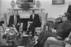 Ford, Israeli PM Yitzhak Rabin & Henry Kissinger at the White House ...