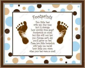 Blue & Brown Dots Babys Footprints with Poem