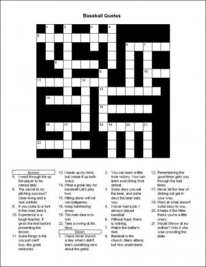 ... games puzzles crossword puzzle baseball quotes crossword puzzle