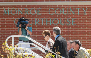 Joyce Meyer makes her way into the Monroe County Courthouse in ...