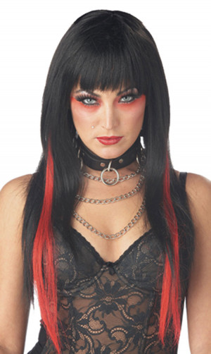 Black Hair with Red Streaks