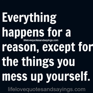 Everything happens for a reason, except for the things you mess up ...