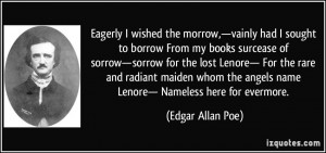 wished the morrow,—vainly had I sought to borrow From my books ...