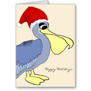 Cute Pelican Cartoon Santa Christmas Greeting Cards #pelicansanta # ...