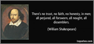 There's no trust, no faith, no honesty, in men; all perjured, all ...