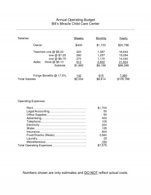 home daycare business plan worksheet