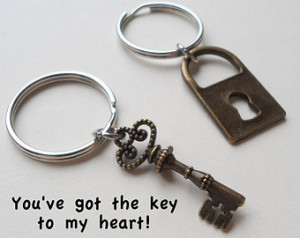 Key and Lock Keychain Set, Couple K eychain Gift, Husband Wife Gift ...