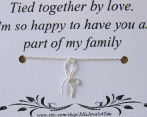 Wedding Bow Charm Necklace with Mot her of the Groom Quote ...
