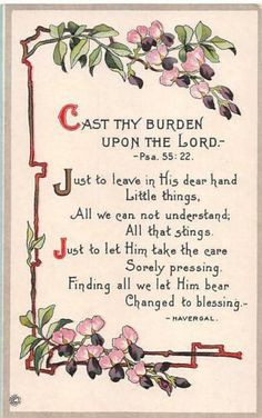 Religious Poem & Bible Verse Bordered by Fuchsia Blooms-Old Postcard ...