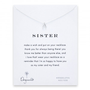 sister wishbone necklace, sterling silver