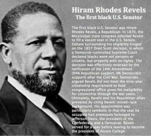 Hiram Rhodes Revels, the first black U.S. Senator, 1870