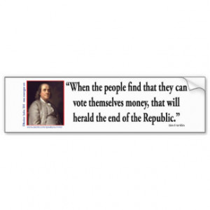 Ben Franklin on Democracy Car Bumper Sticker