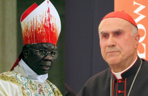de nigeriaanse kardinaal francis arinze en kardinaal pietro bertone