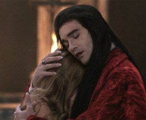 Armand and Santiago with the girl in the Theatre des Vampires