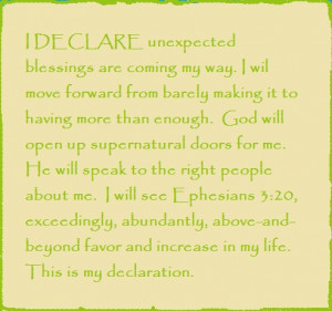 DECLARE unexpected blessings are coming my way... Day #9 I DECLARE ...