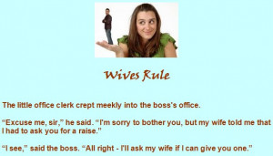 Funny Boss Jokes - Wife tells him to ask his Boss for a pay raise