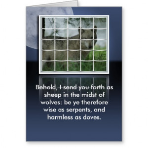 Matthew 10:16 BIBLE QUOTE SHEEP AMONG WOLVES Greeting Card