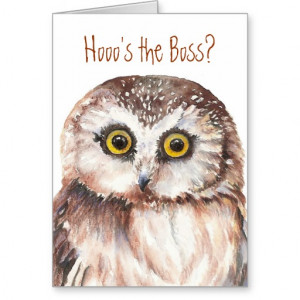 Funny Boss Birthday, Wise Owl Humour Cards