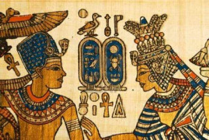 5050239-papyrus-showing-king-and-queen-in-profile-with-egyptian ...