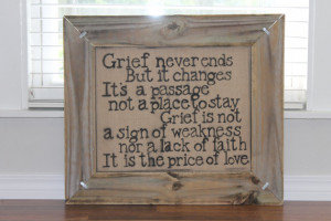 Custom Framed Grief Quote/ Burlap Canvas/ Custom Stencil/ Painted ...