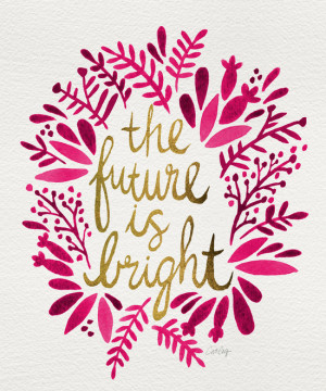 The Future is Bright – Pink & Gold Art Print
