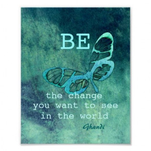 butterfly art on poster Ghandi quote teal blue #poster #posters # ...