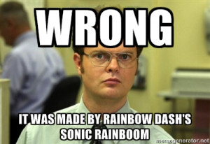 made by rainbow dash s sonic rainboom dwight meme meme generator