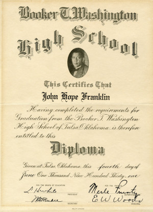 ... diploma from Booker T. Washington High School in Tulsa, OK, 1931