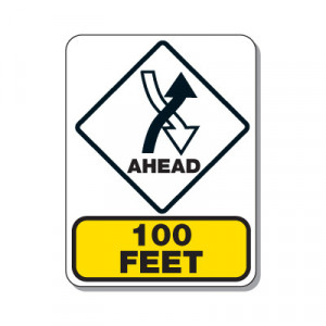 ... Mining Signs > Traffic Pattern Sign - Right Hand Traffic Ahead 100 FT