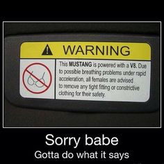 Ford Mustang Funny Quotes Funny things, mustangs warning