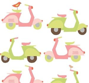 Cute Scooter Print Fabric