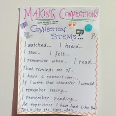 Making connections sentence stems... sentence stems