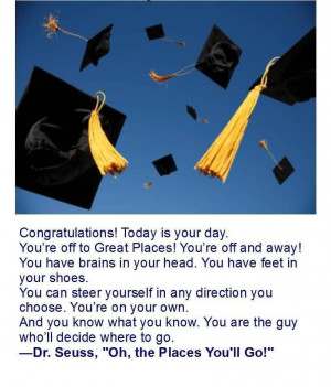 Good Graduation Quotes By Dr. Seuss ~ Congratulations Today Is Your ...