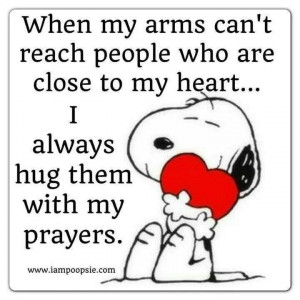 Snoopy sending hugs and love via prayer: Thoughts, Inspiration, Quotes ...