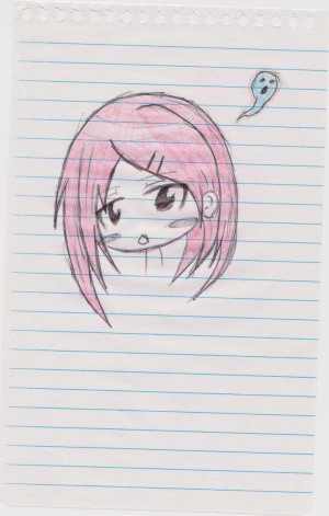 Chibi Anime Girl w/ Red Hair Sketch by All-Bark-No-Bite