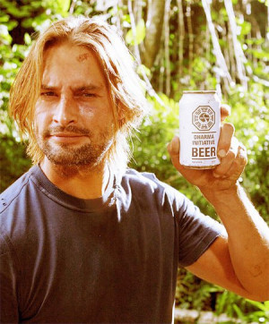 Josh Holloway (Sawyer) with Dharma Initiative beer…. LOST