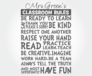 Custom Classroom Rules Wall Decal Sign Decor Sticker Quote ...