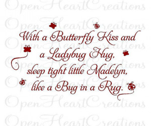 Kiss and a Ladybug Hug - Baby Nursery Name Wall Decal - Quote ...