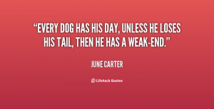 Every dog has his day, unless he loses his tail, then he has a weak ...