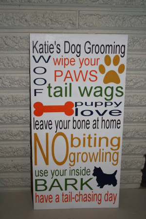 Katies Dog Grooming Sign Dogs Silhouette