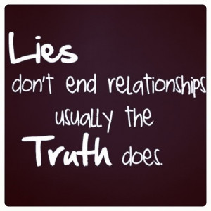 Lies don't end relationships... usually the truth does.